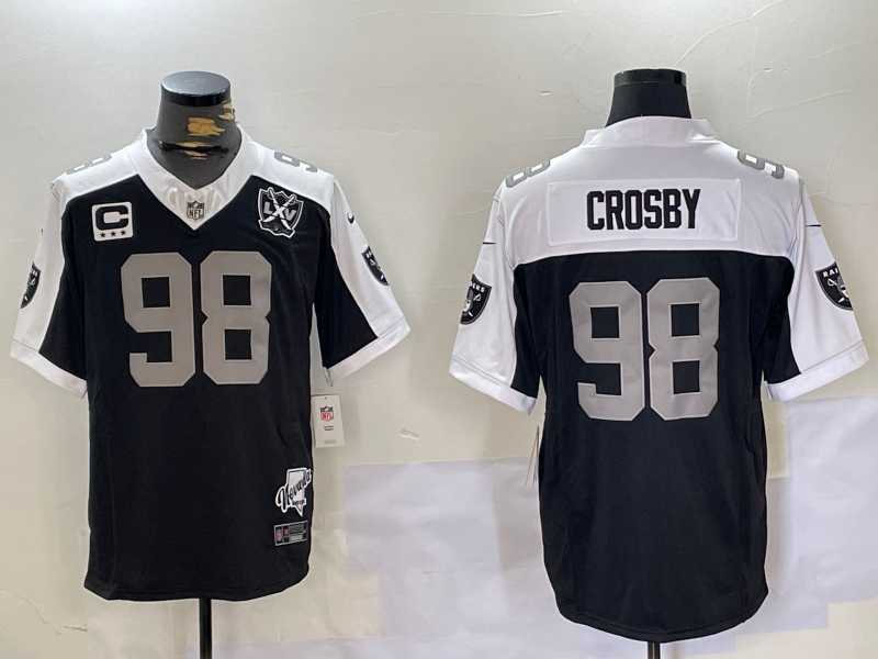 Mens Las Vegas Raiders #98 Maxx Crosby Black Thanksgiving 2024 FUSE Vapor 65th Limited Stitched Jersey Dzhi